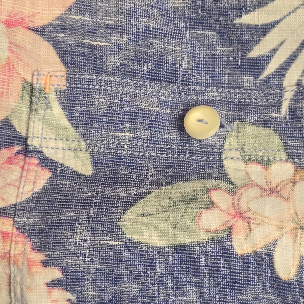 Tommy Bahama Barbados Breeze Stretch Linen Floral Shirt Blue Pink Mens 2XLB - Picture 12 of 16